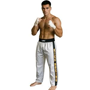 FIGHT-FIT - Kick-Boxing Hosen / Satin / Kick-Boxing / Weiss / Small