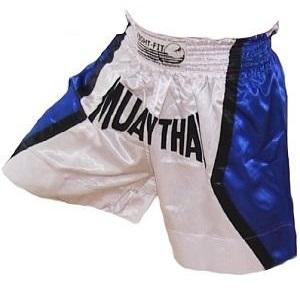 FIGHT-FIT - Muay Thai Shorts / Weiss-Blau / Medium