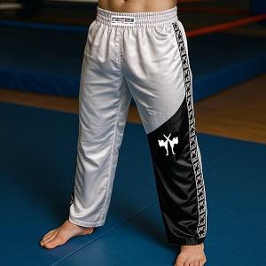 FIGHTERS - Kick-Boxing Hosen / Satin / Weiss-Schwarz / Small