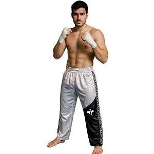 FIGHTERS - Kick-Boxing Hosen / Satin / Weiss-Schwarz / Small