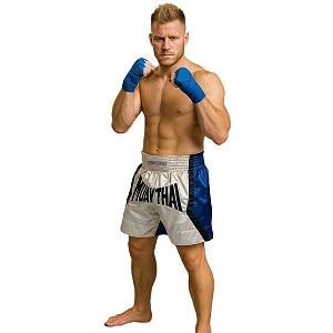 FIGHT-FIT - Muay Thai Shorts / Weiss-Blau / XL