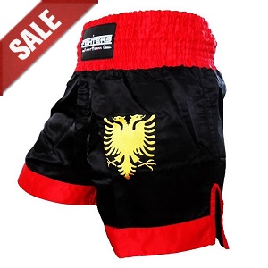 FIGHTERS - Muay Thai Shorts / Albanien-Shqipëri / Schwarz / Small