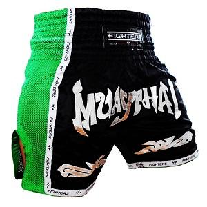 FIGHTERS - Thaibox Shorts / Elite Muay Thai / Schwarz-Grün / Large