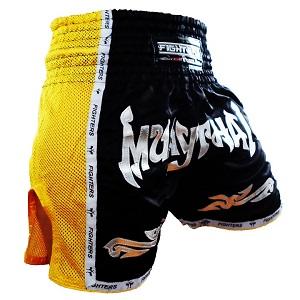 FIGHTERS - Thaibox Shorts / Elite Muay Thai / Schwarz-Gelb / Large