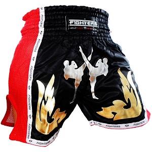 FIGHTERS - Thaibox Shorts / Elite Fighters / Schwarz-Rot / Small