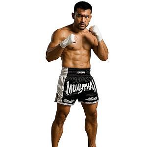 FIGHTERS - Thaibox Shorts / Elite Pro Muay Thai / Schwarz-Weiss / XL